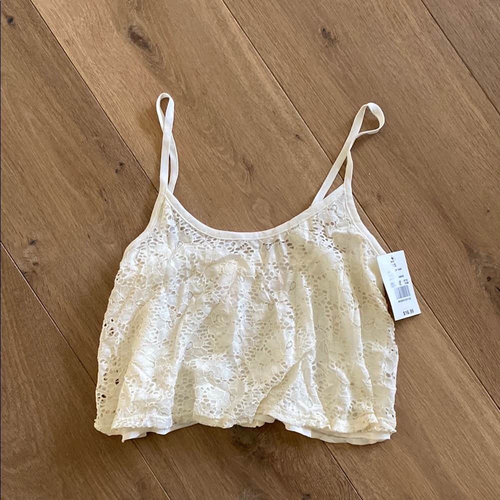 Xhilaration Cream Lace Camisole Crop Top